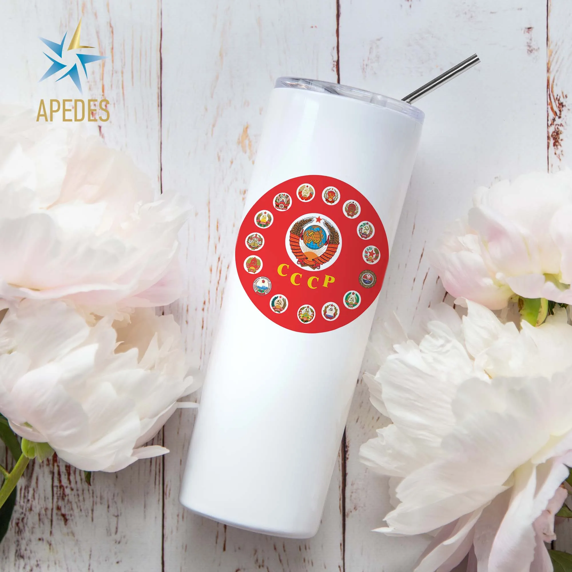 15 Soviet Republics USSR Stainless Steel Skinny Tumbler 20 OZ