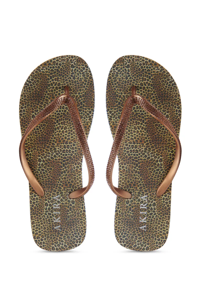 AKIRA LORETA LEOPARD THONG FLIP FLOP