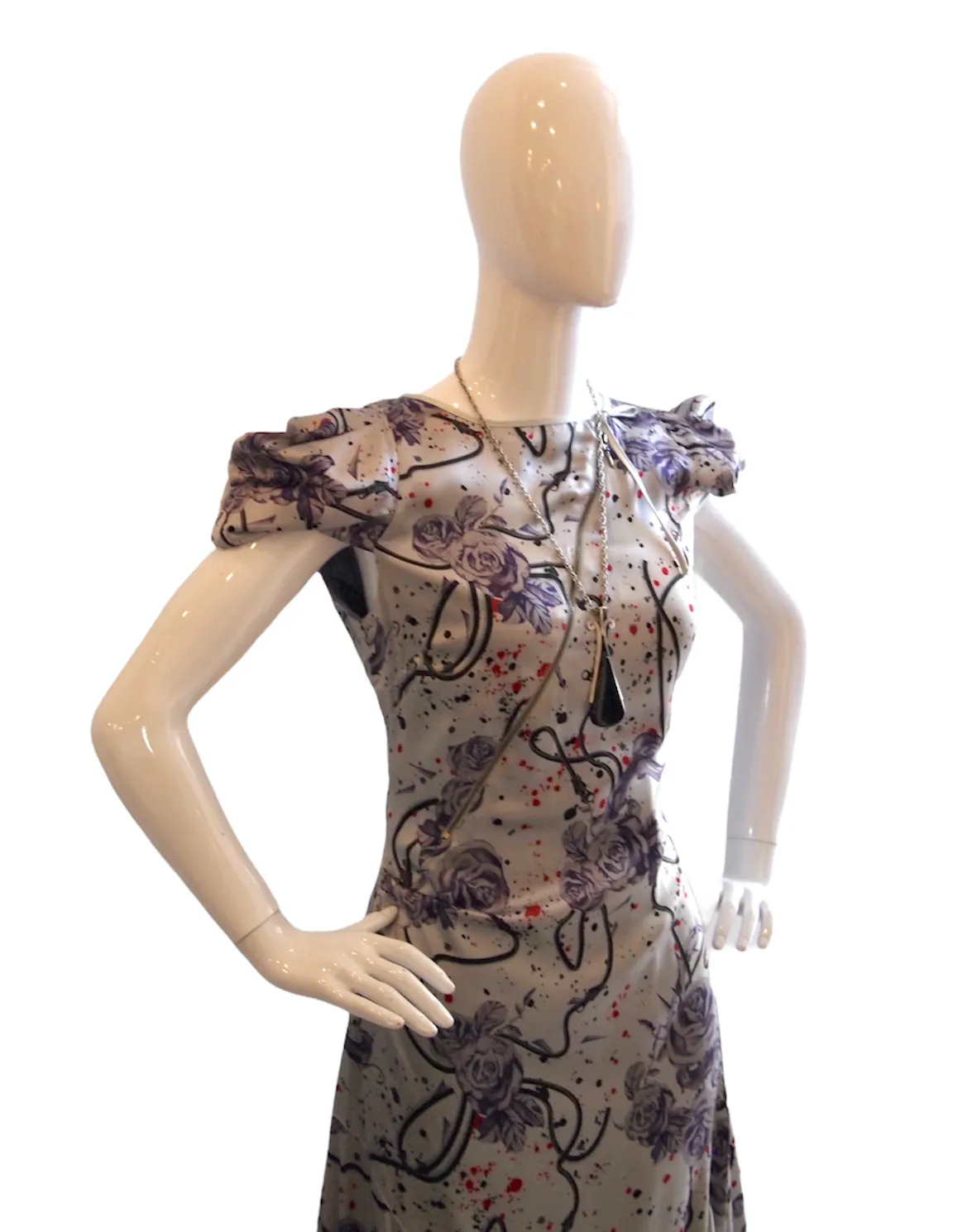 Alexander McQueen avante garde bubble sleeve silver silk dress