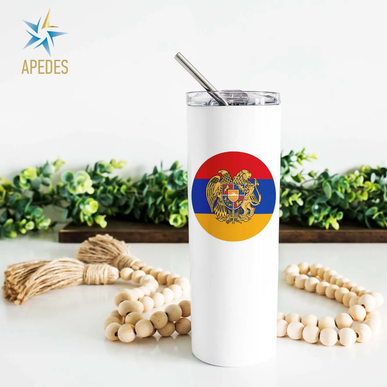 Armenia Flag Stainless Steel Skinny Tumbler 20 OZ