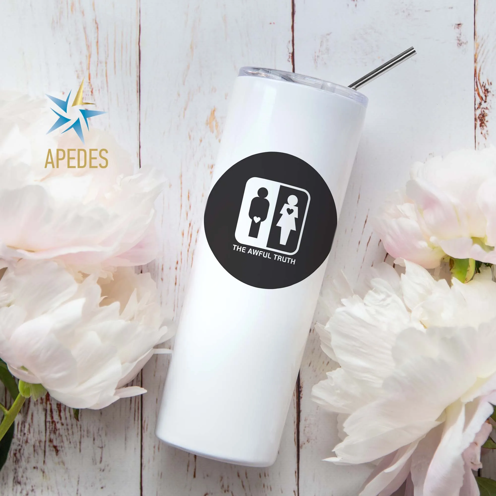 Awful Truth Men Women Heart Love Stainless Steel Skinny Tumbler 20 OZ