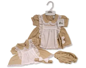 Baby Linen Dress with Lace and Embroidery (NB-6m) (PK6) BIS-2120-6263
