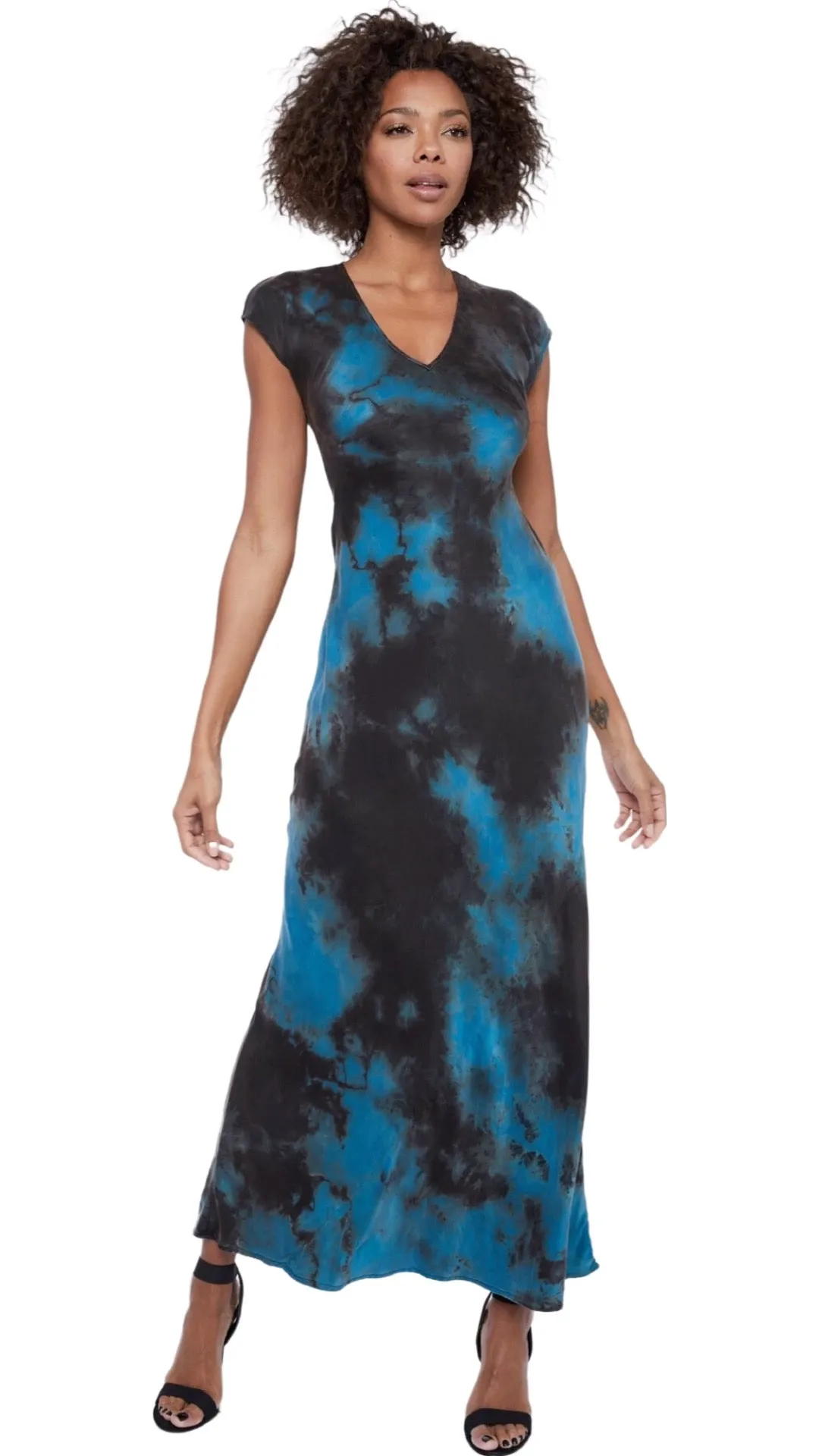 Charmeuse Cap Sleeve Maxi dress