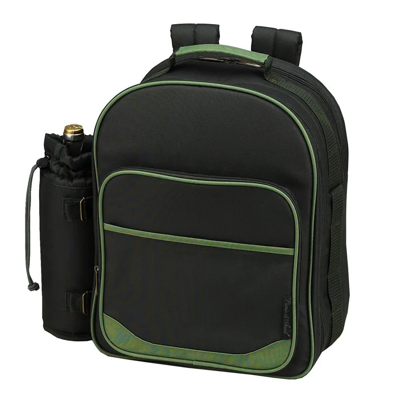(D) 2 Person Picnic Backpack Bag, Full Equipment Set for Outdoor (Green)