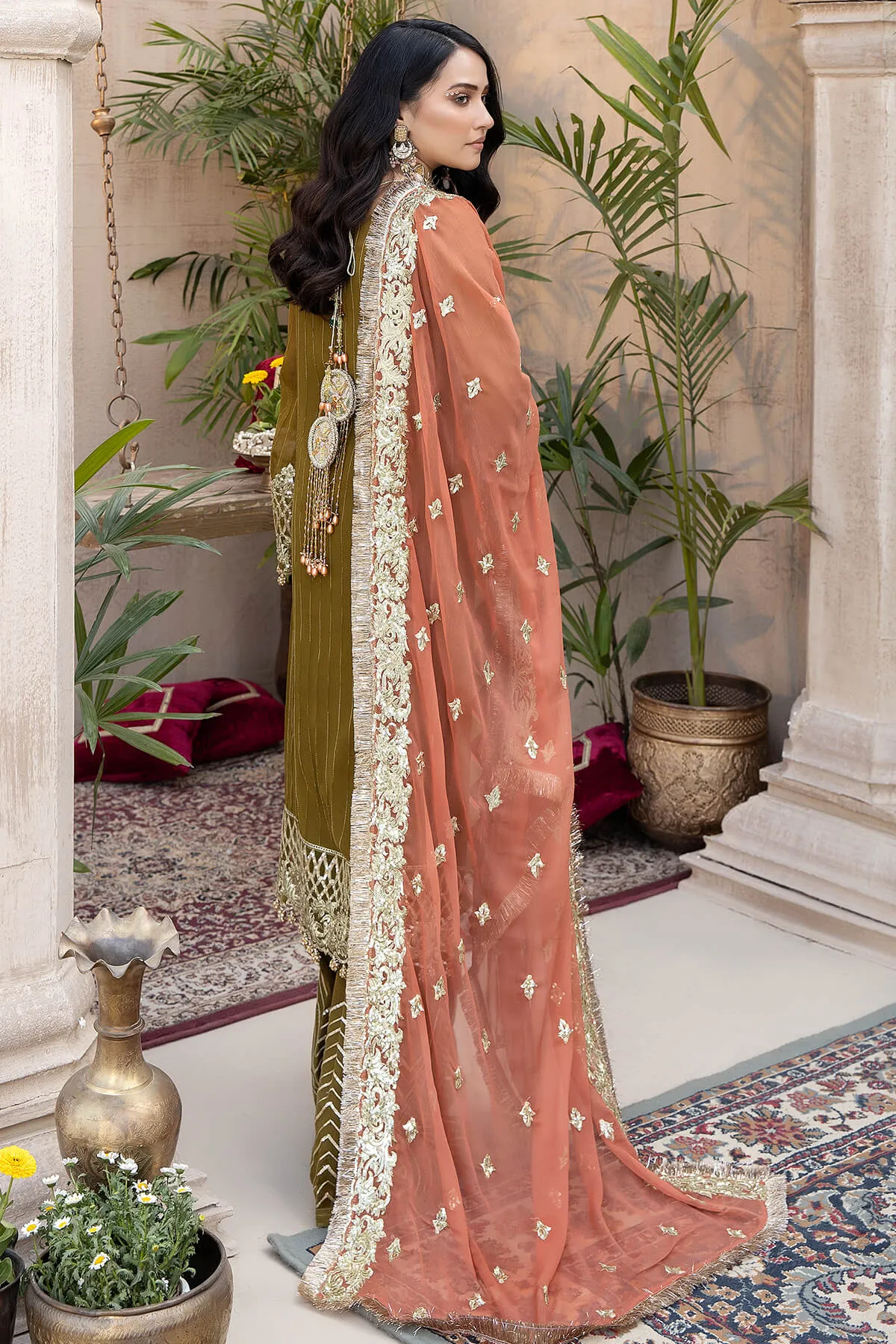 Elegant Embroidered Chiffon Dress Pakistani for Eid