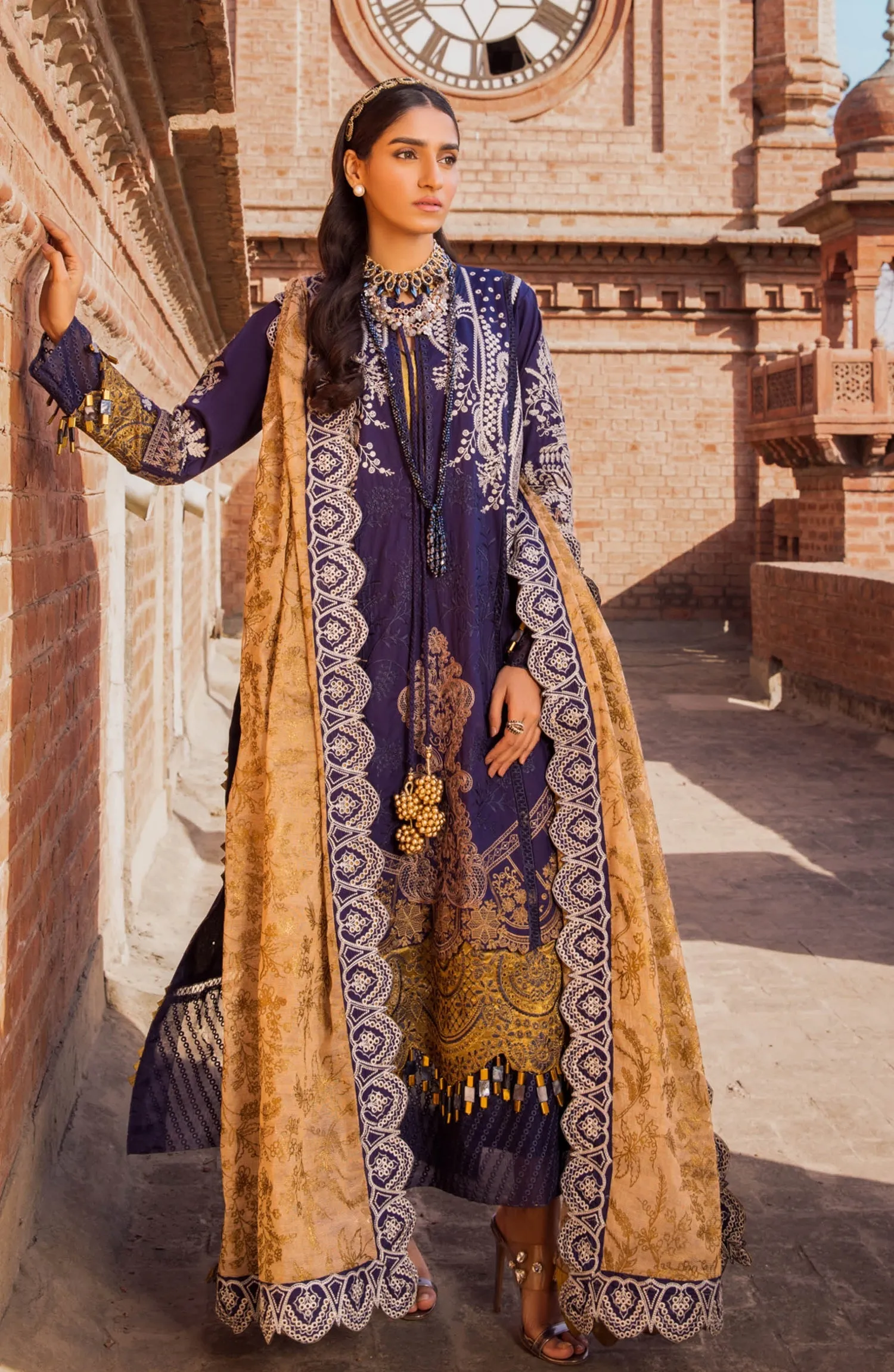 Embroidered Lawn Dress in Kameez Trouser Dupatta Style