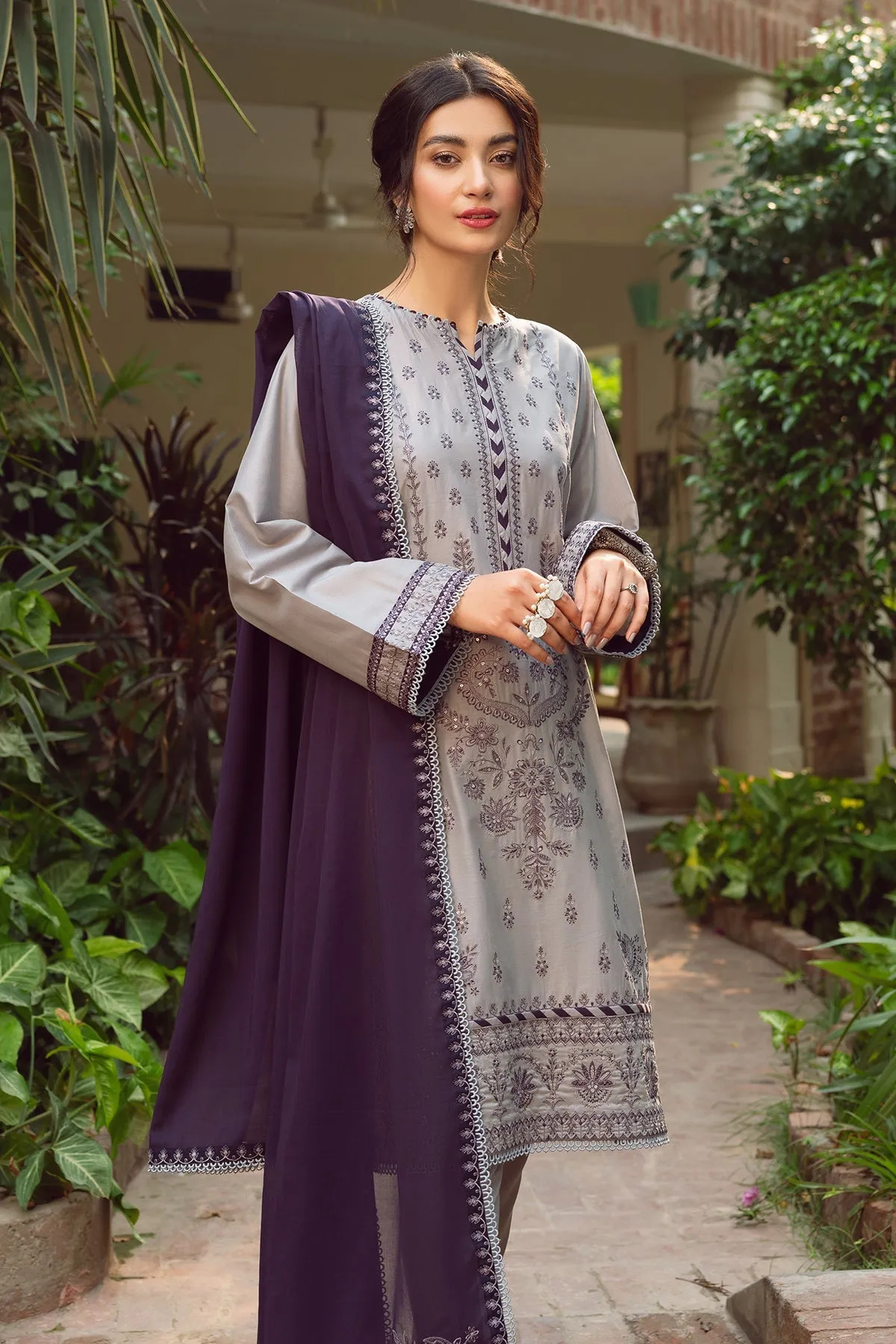Embroidered Lawn Dress in Kameez Trouser Dupatta Style