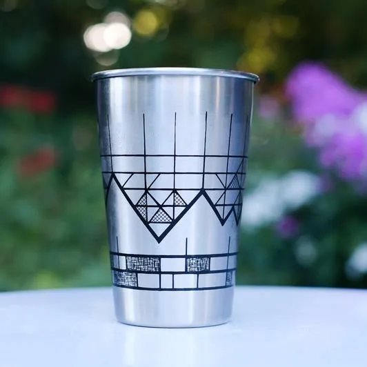 Geometric Mountain Stainless Steel Pint