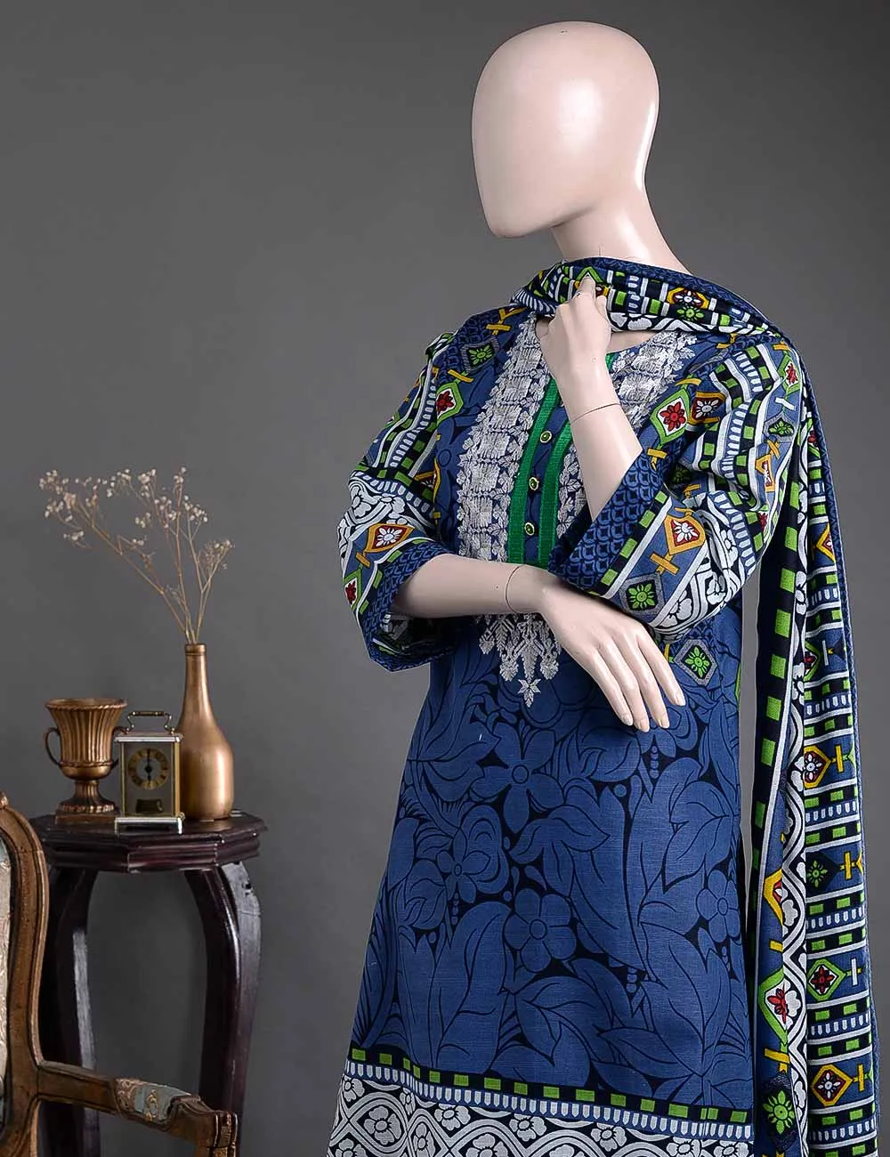 GK-2B - Dazzling Fiesta  |  Unstitched Printed & Embroidered Khaddar Dress