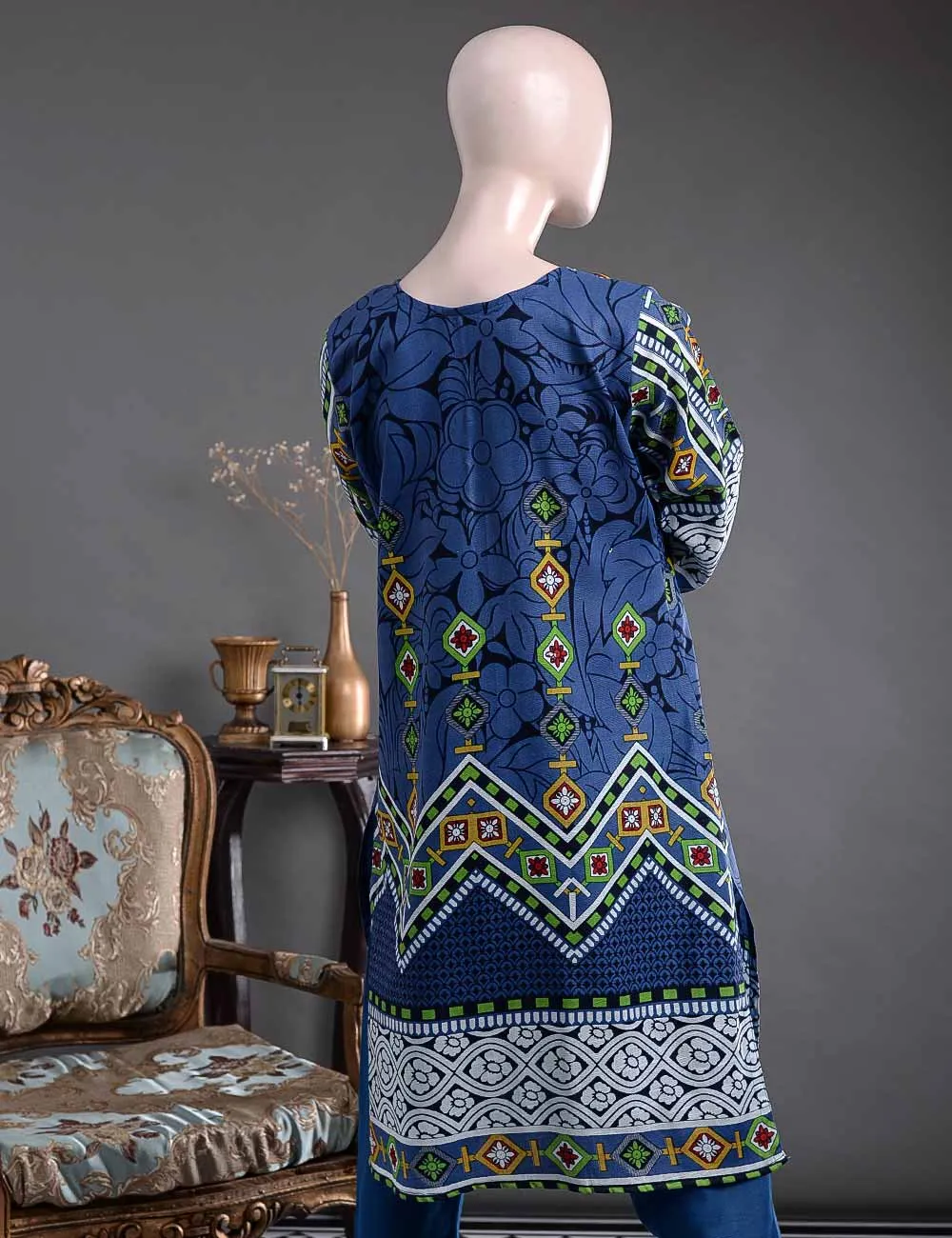 GK-2B - Dazzling Fiesta  |  Unstitched Printed & Embroidered Khaddar Dress