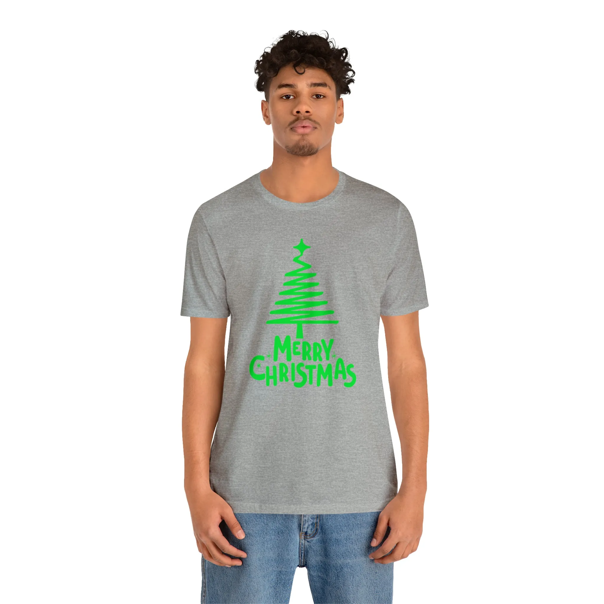 Green Merry Christmas Tree T-Shirt | Christmas Holiday Tee |  Bella Canvas 3001Unisex | Funny Party Short Sleeve Tshirt