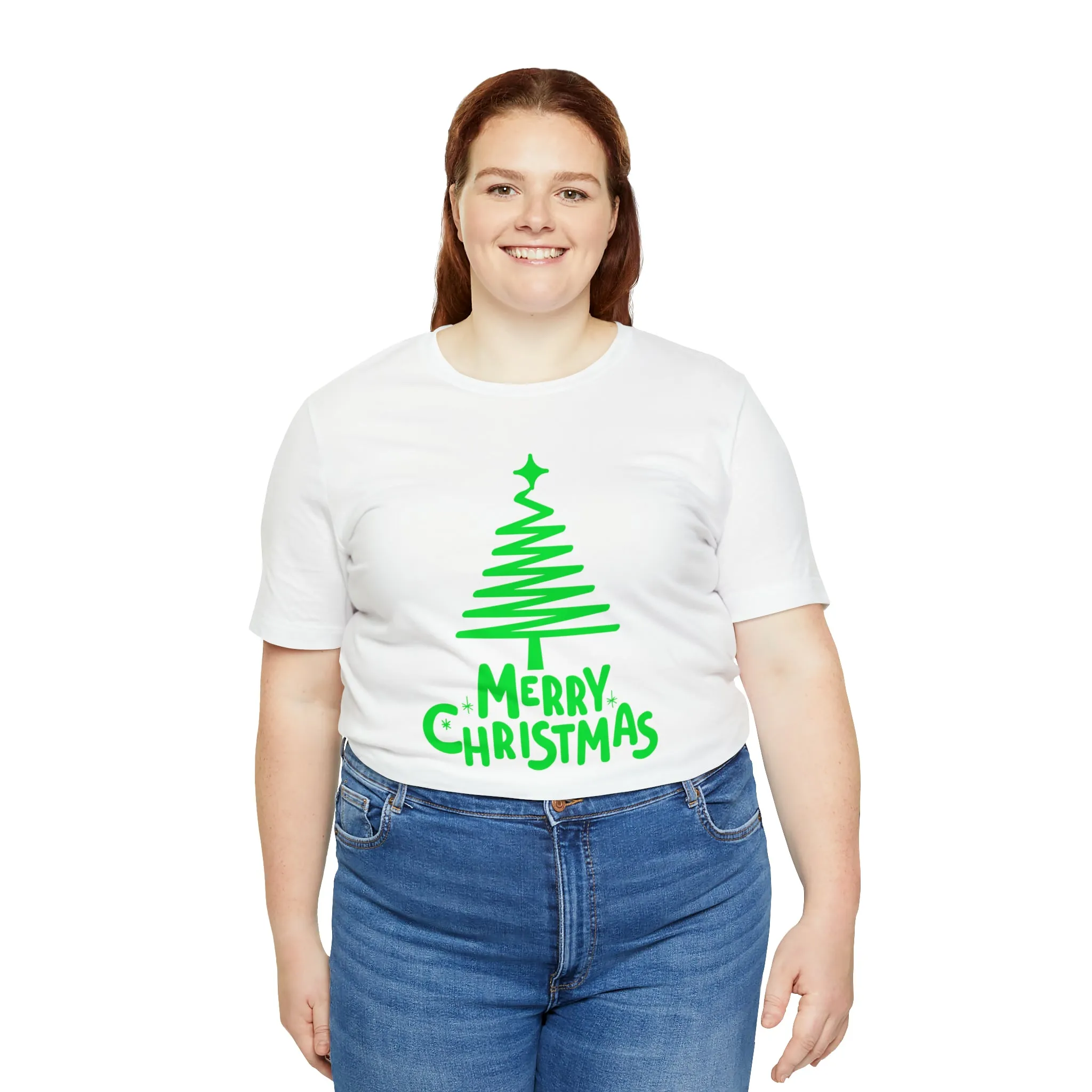 Green Merry Christmas Tree T-Shirt | Christmas Holiday Tee |  Bella Canvas 3001Unisex | Funny Party Short Sleeve Tshirt
