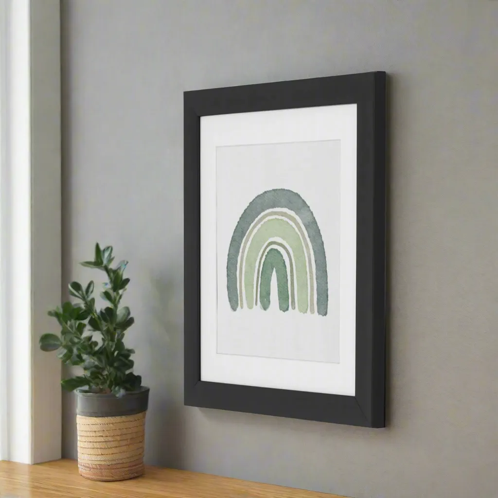 Green Watercolor Rainbow Framed Print
