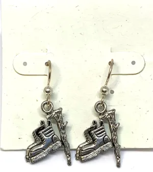 Hiking Boot with Walking Stick Earrings