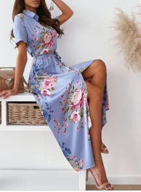 Jhona | V-Hals Midi Jurk met Korte Mouwen