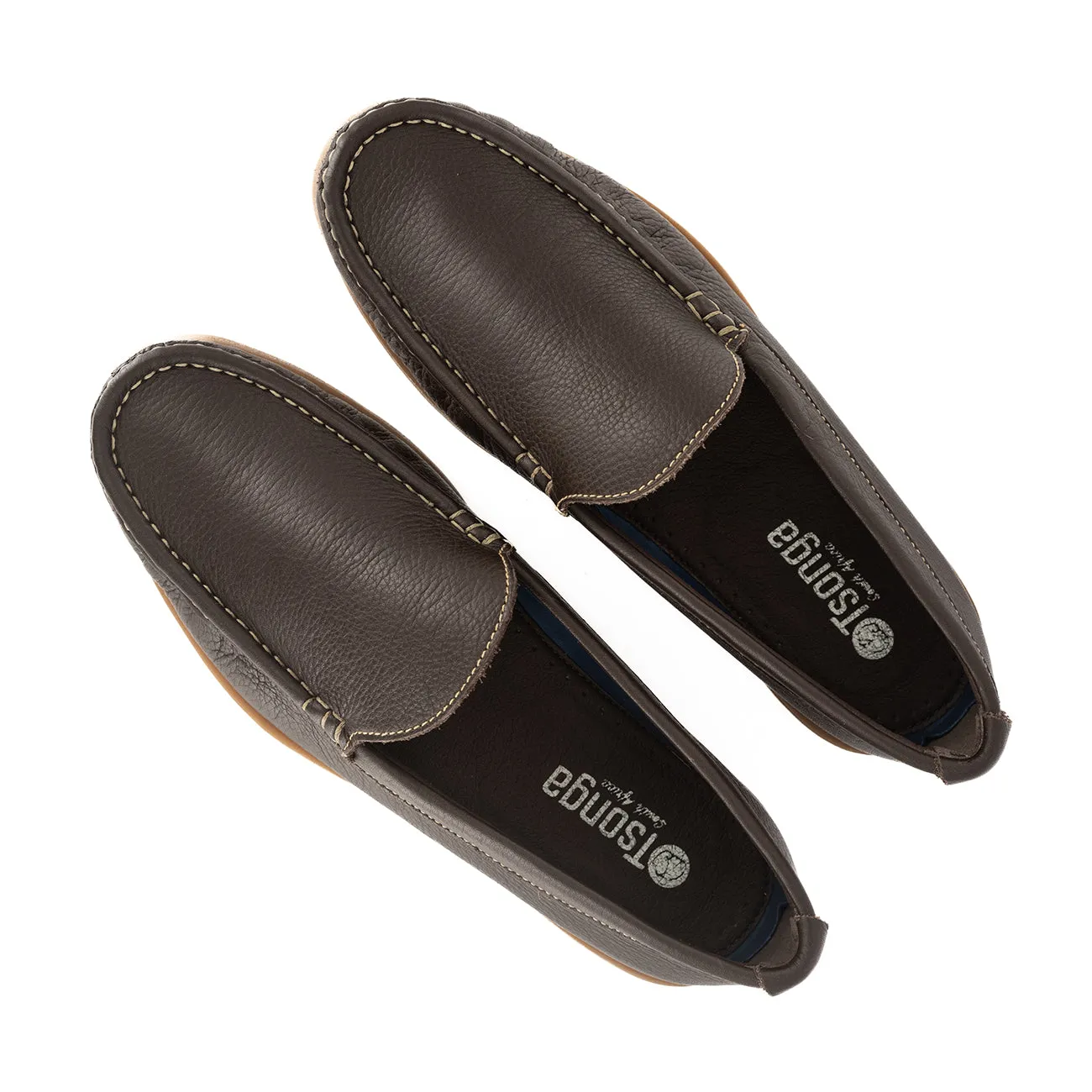 Kinshasa : Mens Leather Moccasin in Choc Natan