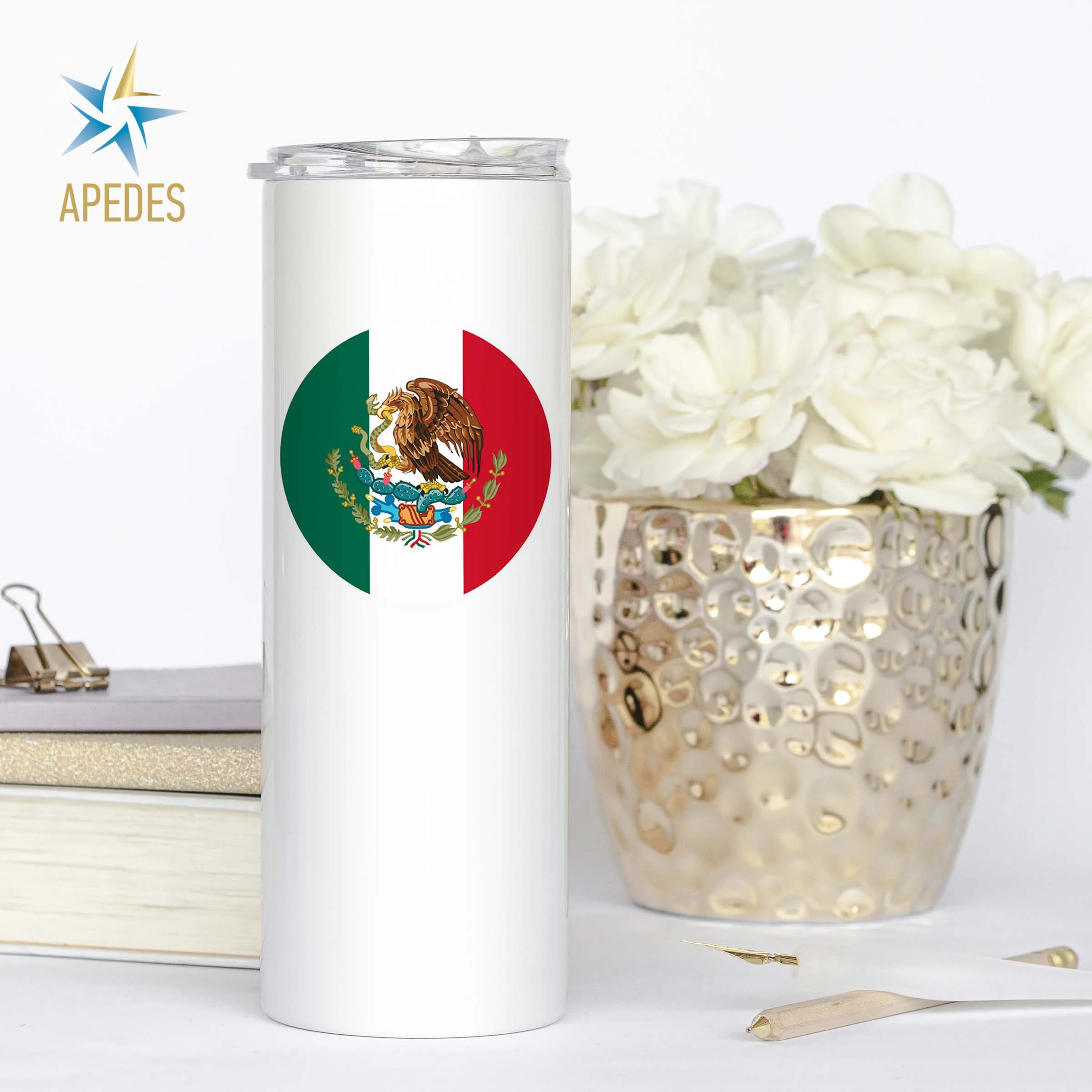 Mexico Flag Stainless Steel Skinny Tumbler 20 OZ