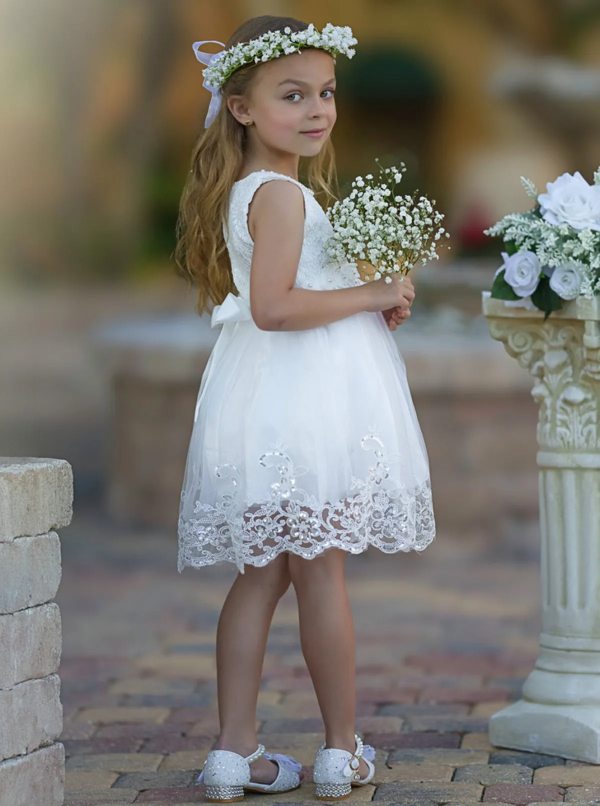 Pretty Plies Rose Pearl Embellished Communion Girl Dress