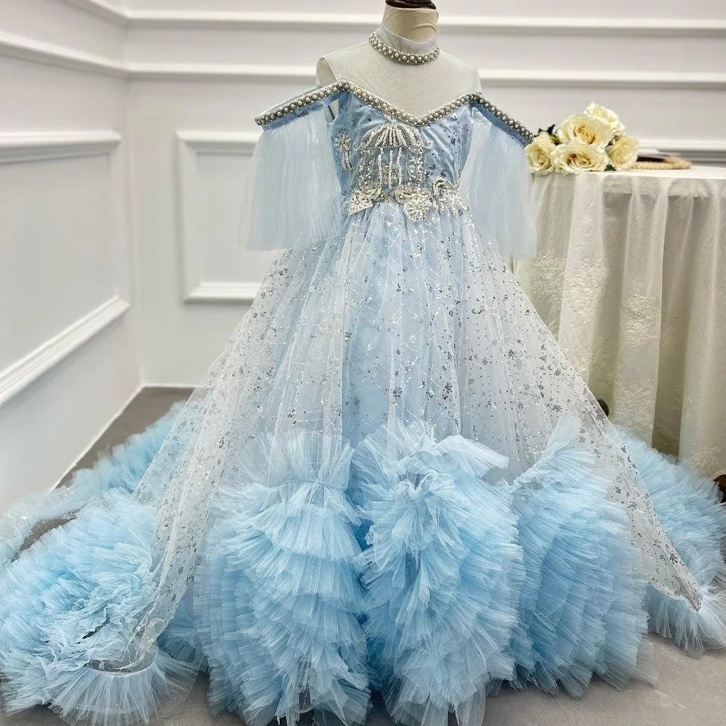 Prom performance girl evening dress trailing elegant long dress