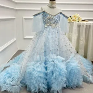 Prom performance girl evening dress trailing elegant long dress
