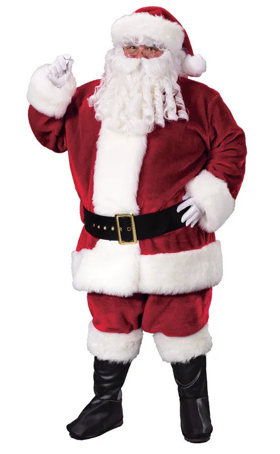 Santa Suit Plush Crimsn Xxl  Costume