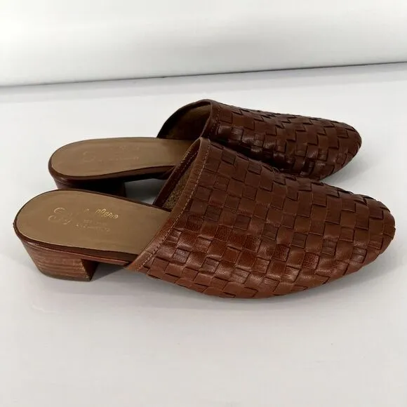 Seychelles Originality Mules Size 8.5 Woven Leather Brown Slip On Anthropologie
