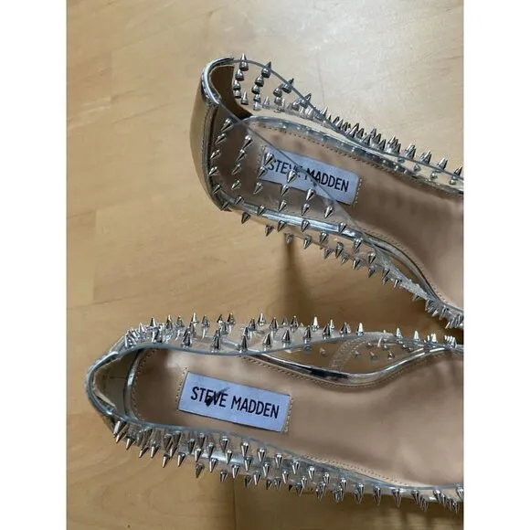 Steve Madden BNWOT &quot;Luiza&quot; Clear studded pointed toe heel