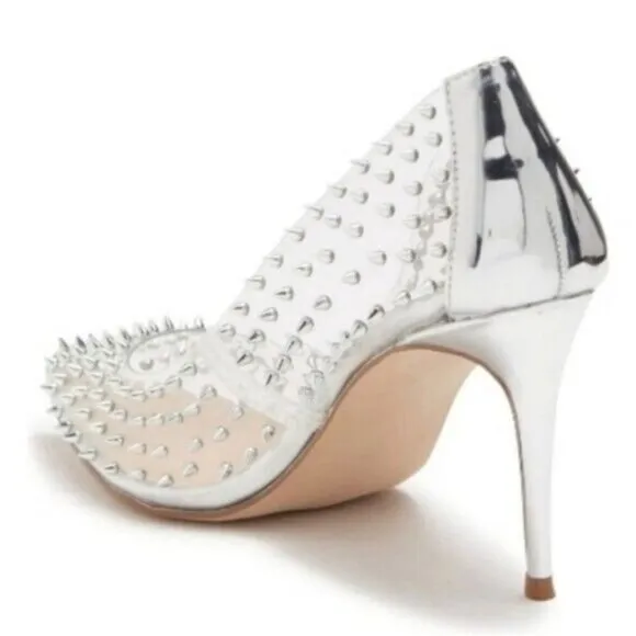 Steve Madden BNWOT &quot;Luiza&quot; Clear studded pointed toe heel