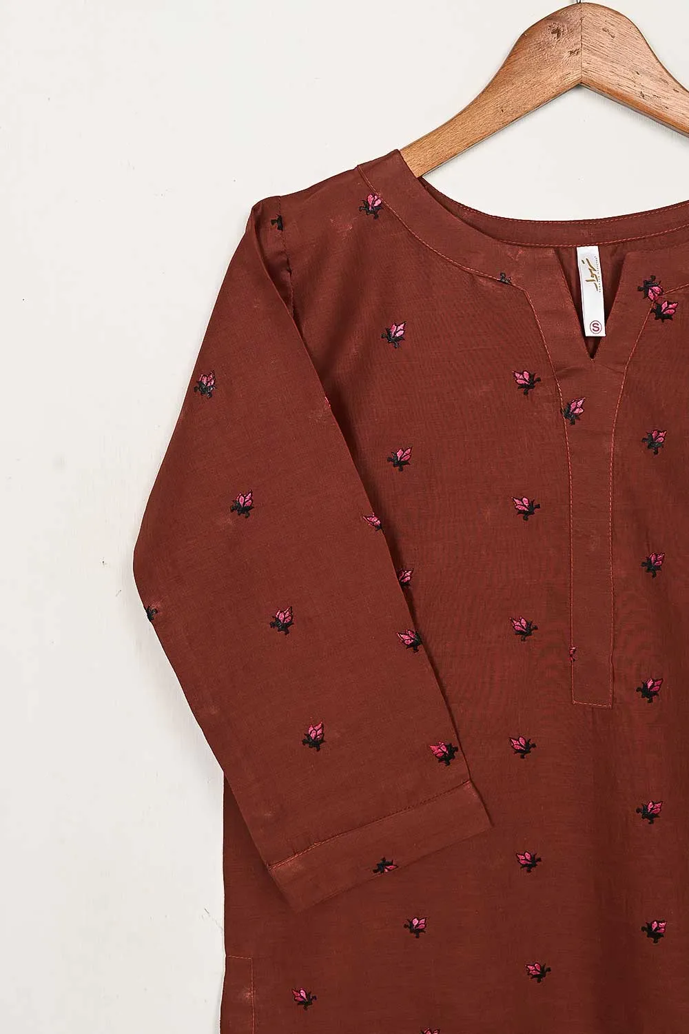 STP-143B-Rust - 2PC COTTON EMBROIDERED STITCHED
