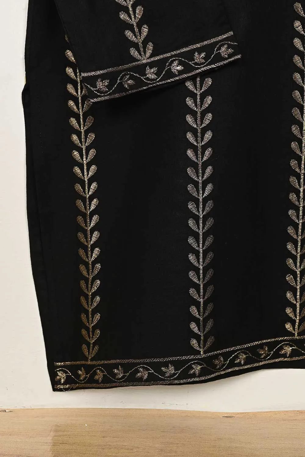 STP-149B-Black - 2PC COTTON EMBROIDERED STITCHED