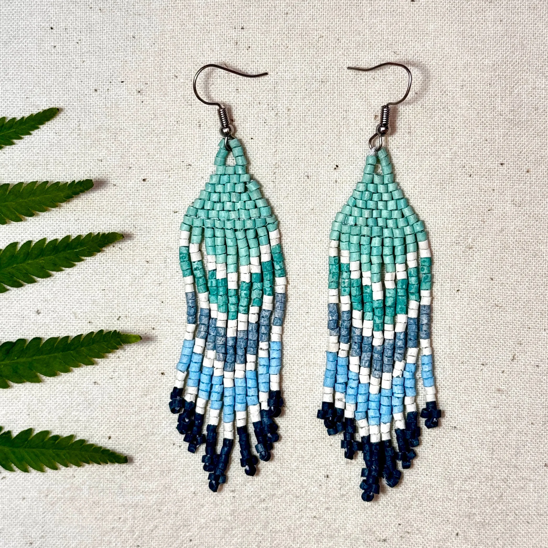 Ultra Lightweight Beaded Earrings in Layered Arrow Design
