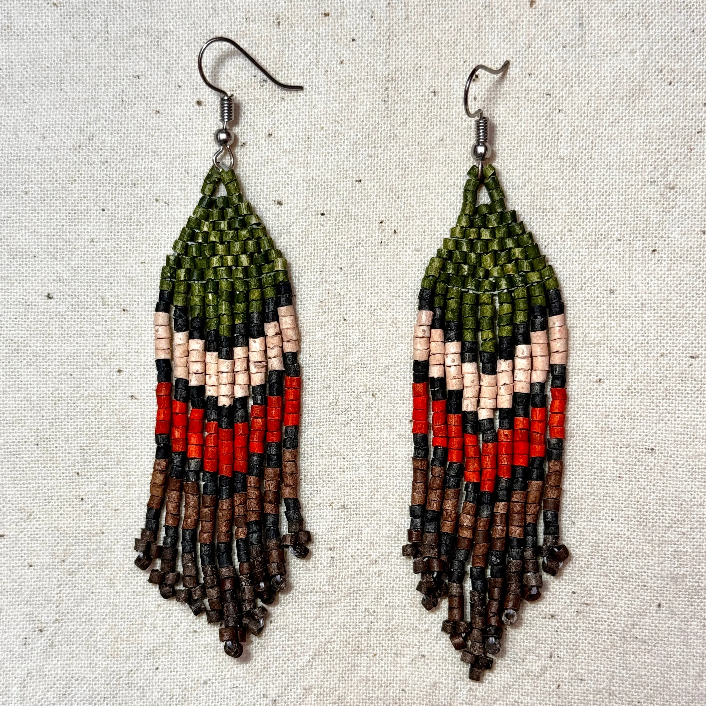 Ultra Lightweight Beaded Earrings in Layered Arrow Design