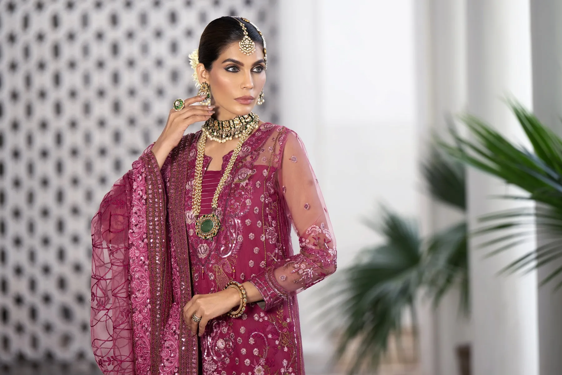 Vibrant Kameez Trouser Pink Pakistani Wedding Dress
