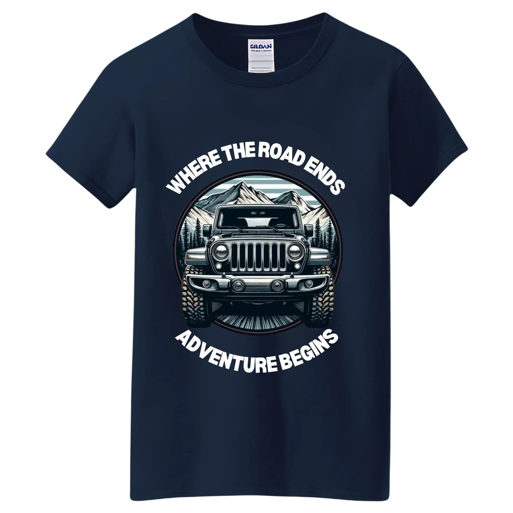 VOZUKO Custom 4x4 Jeep Mountain Conqueror Made-to-Order Gildan Tee