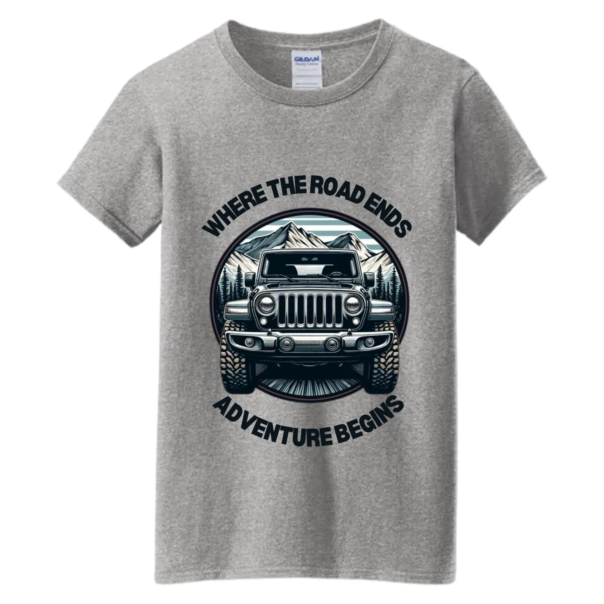 VOZUKO Custom 4x4 Jeep Mountain Conqueror Made-to-Order Gildan Tee