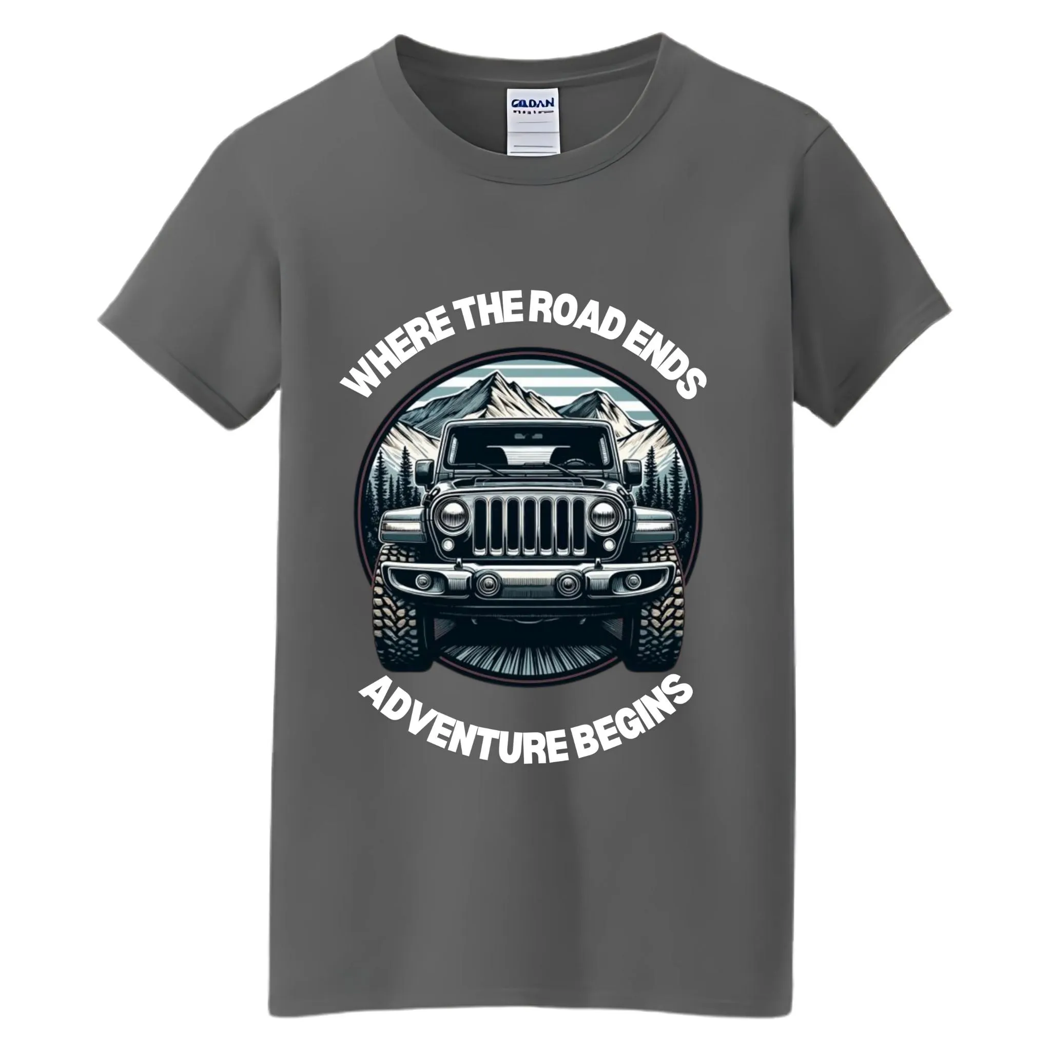 VOZUKO Custom 4x4 Jeep Mountain Conqueror Made-to-Order Gildan Tee