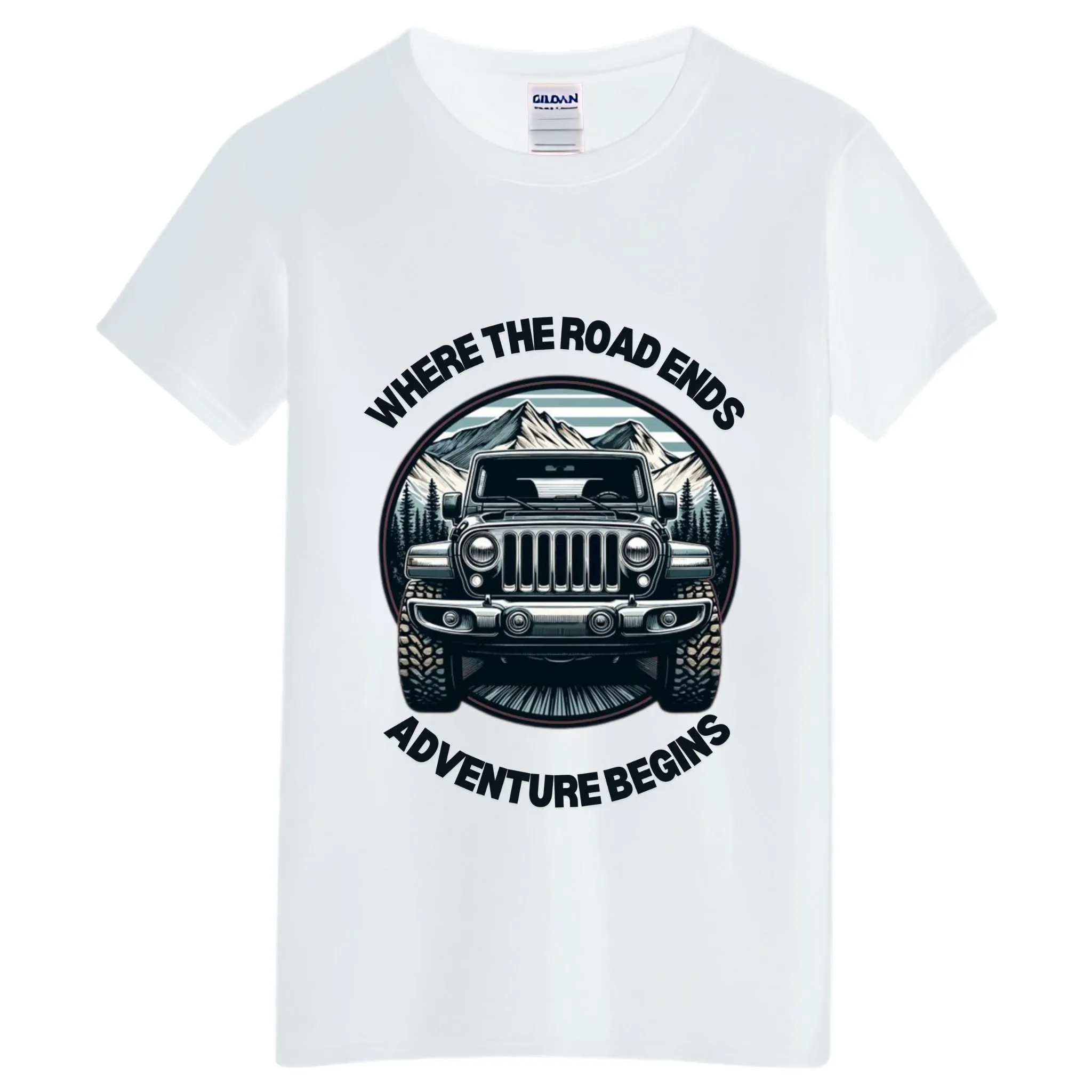 VOZUKO Custom 4x4 Jeep Mountain Conqueror Made-to-Order Gildan Tee
