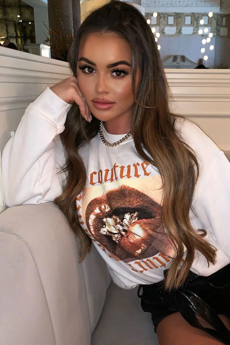 White Couture Graphic Sweatshirt - Verity
