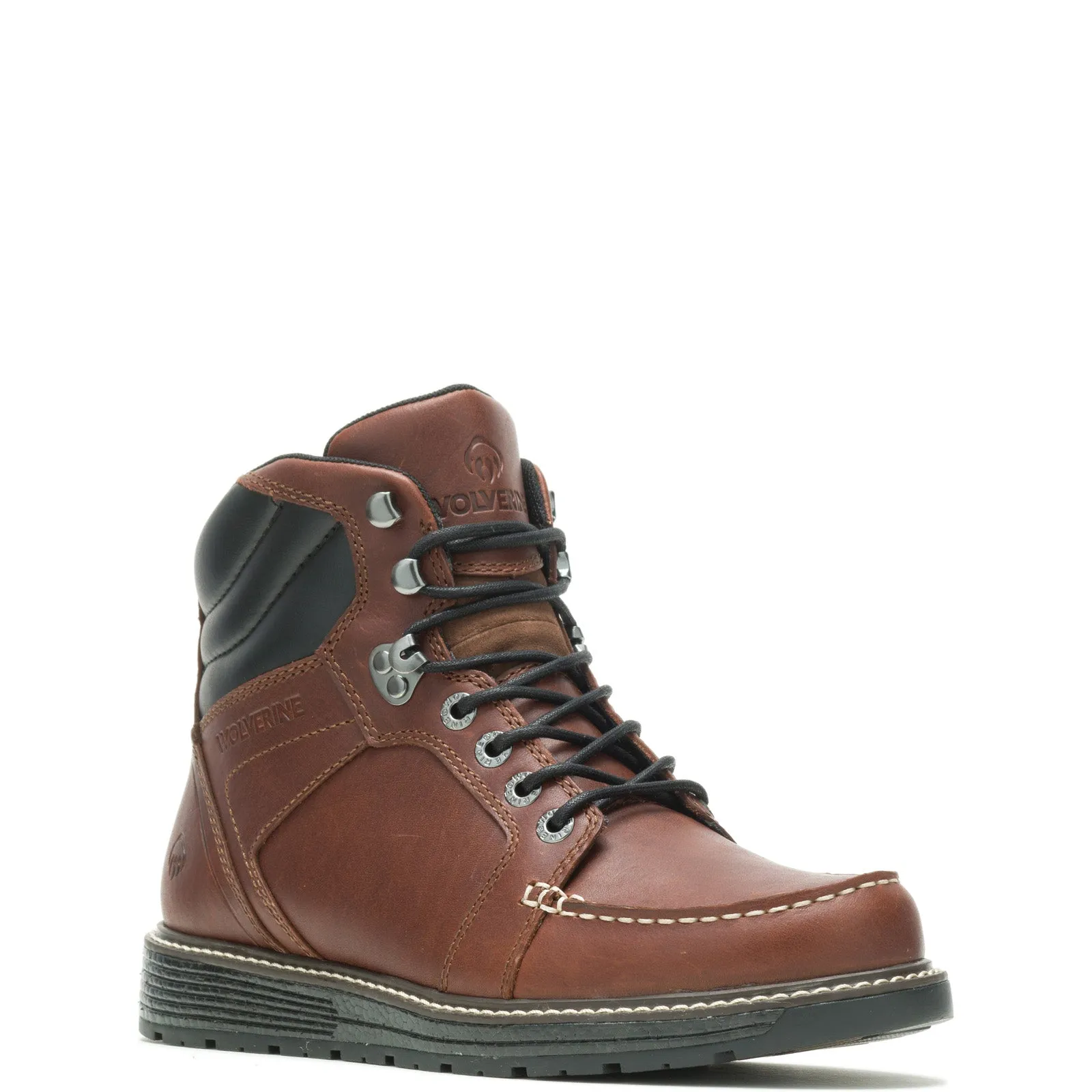 Wolverine Hellcat Wedge Moc-Toe Ultraspring WP 6" Mens Brown Wide Work Boots