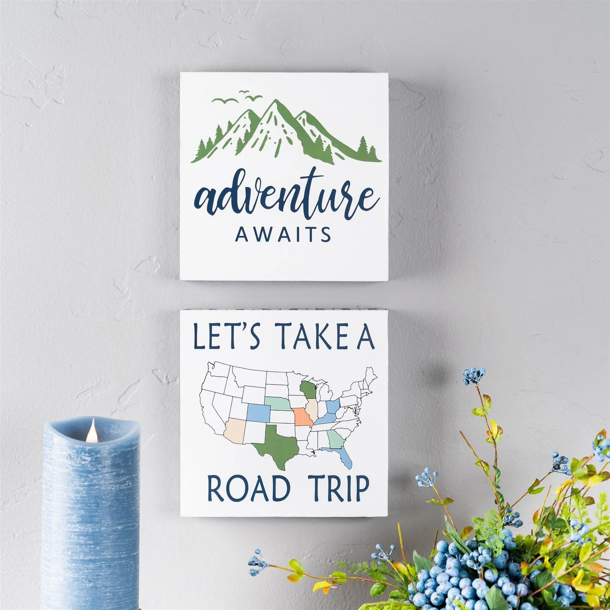 Wood Adventure Block Sentiment Sign (Set of 4)
