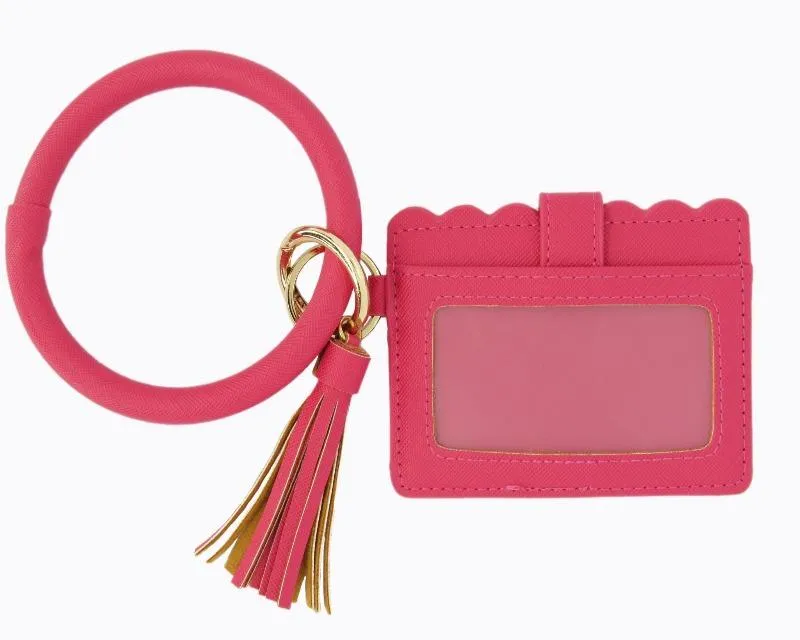 Wristlet Keychain & Wallet - Fuchsia